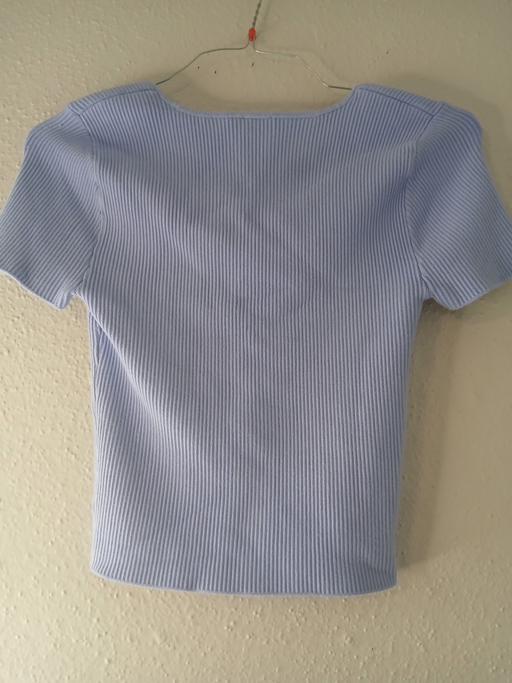 Abercrombie & Fitch Pastel Blue Ribbed Square-Neck Crop Tee - Picture 6 of 6